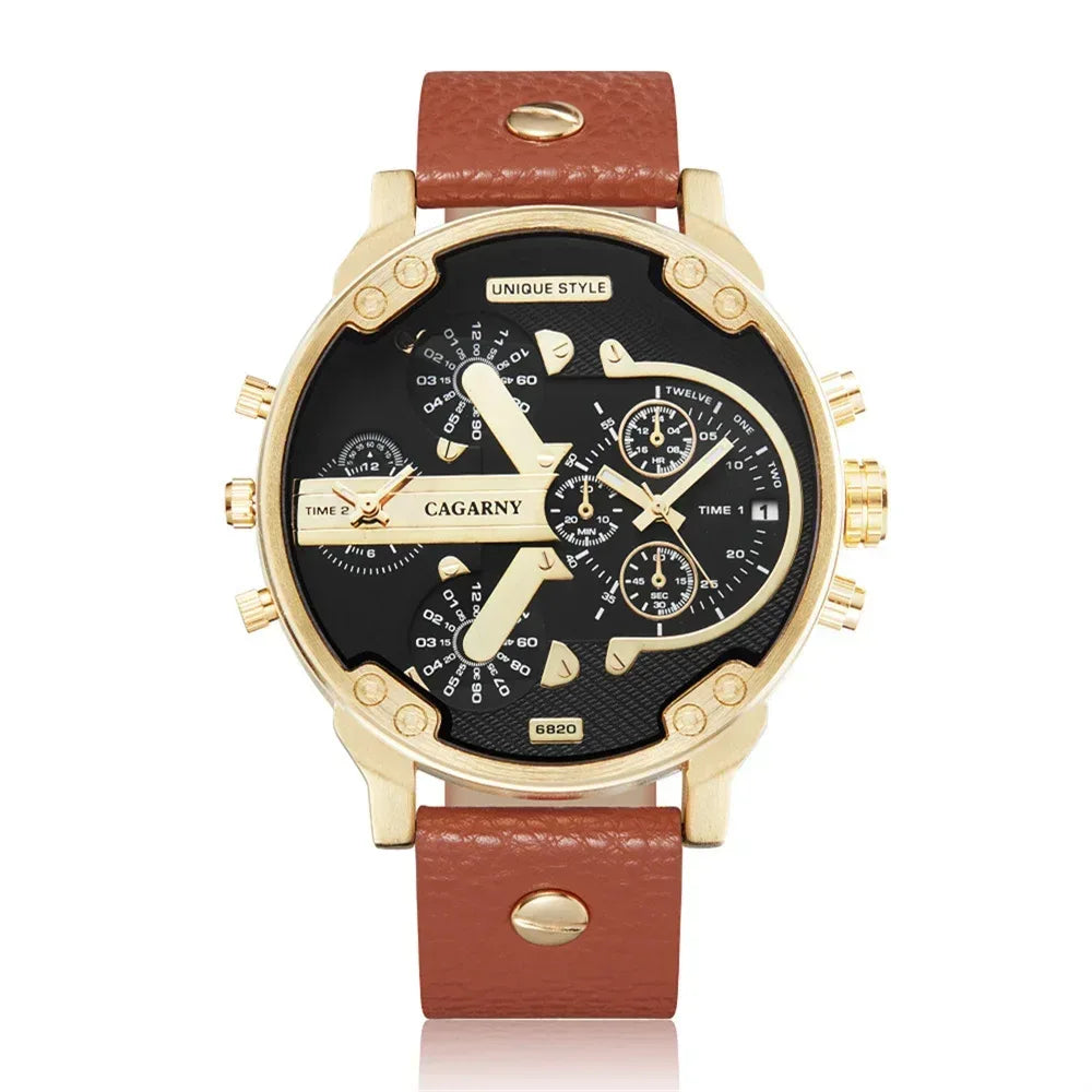 Luxury Big Dial Watch for Men | High Quality Leather Strap Quartz Wristwatch | Fashion Iced Out Watch | 2026 Relogio Masculino | Dropshipping New | Caratix - CaratixJewelry